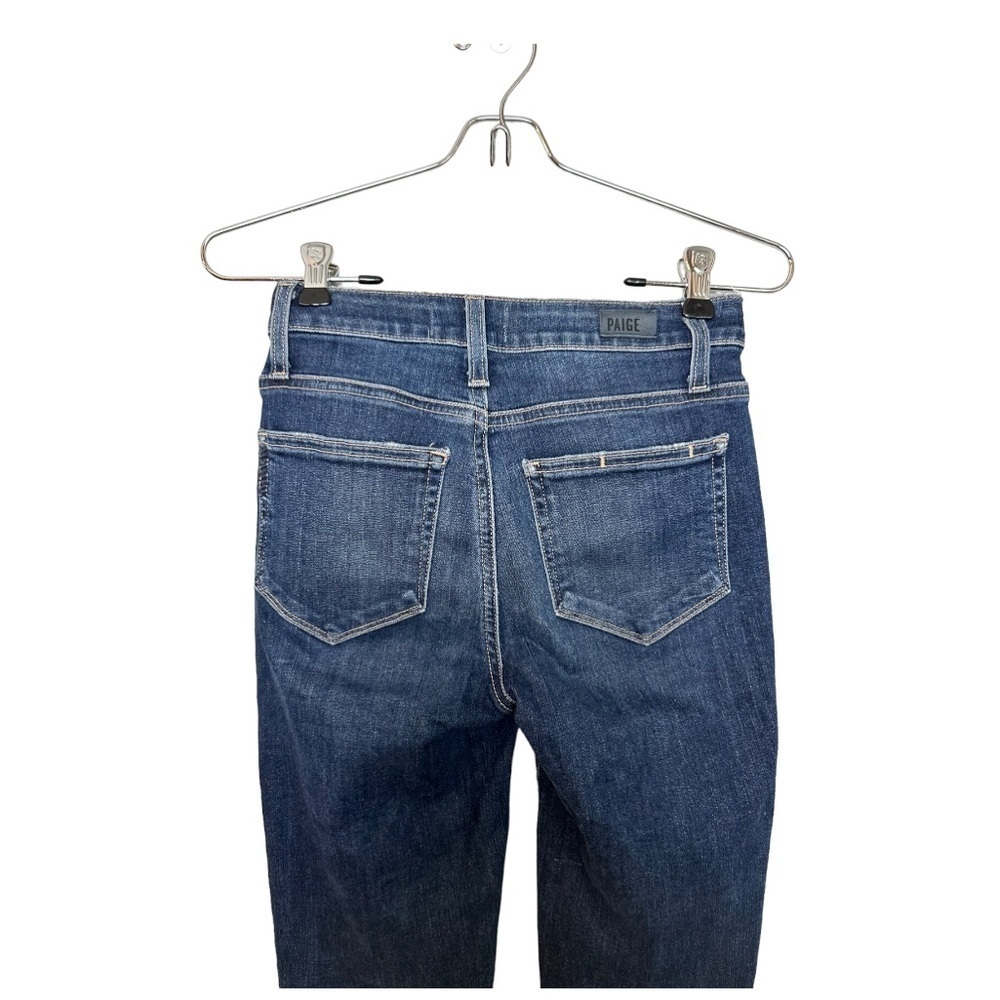 Paige Colette Crop Flare Jeans in Palma Wash Asymmetrical Heavy Fray Hem - Picture 6 of 8